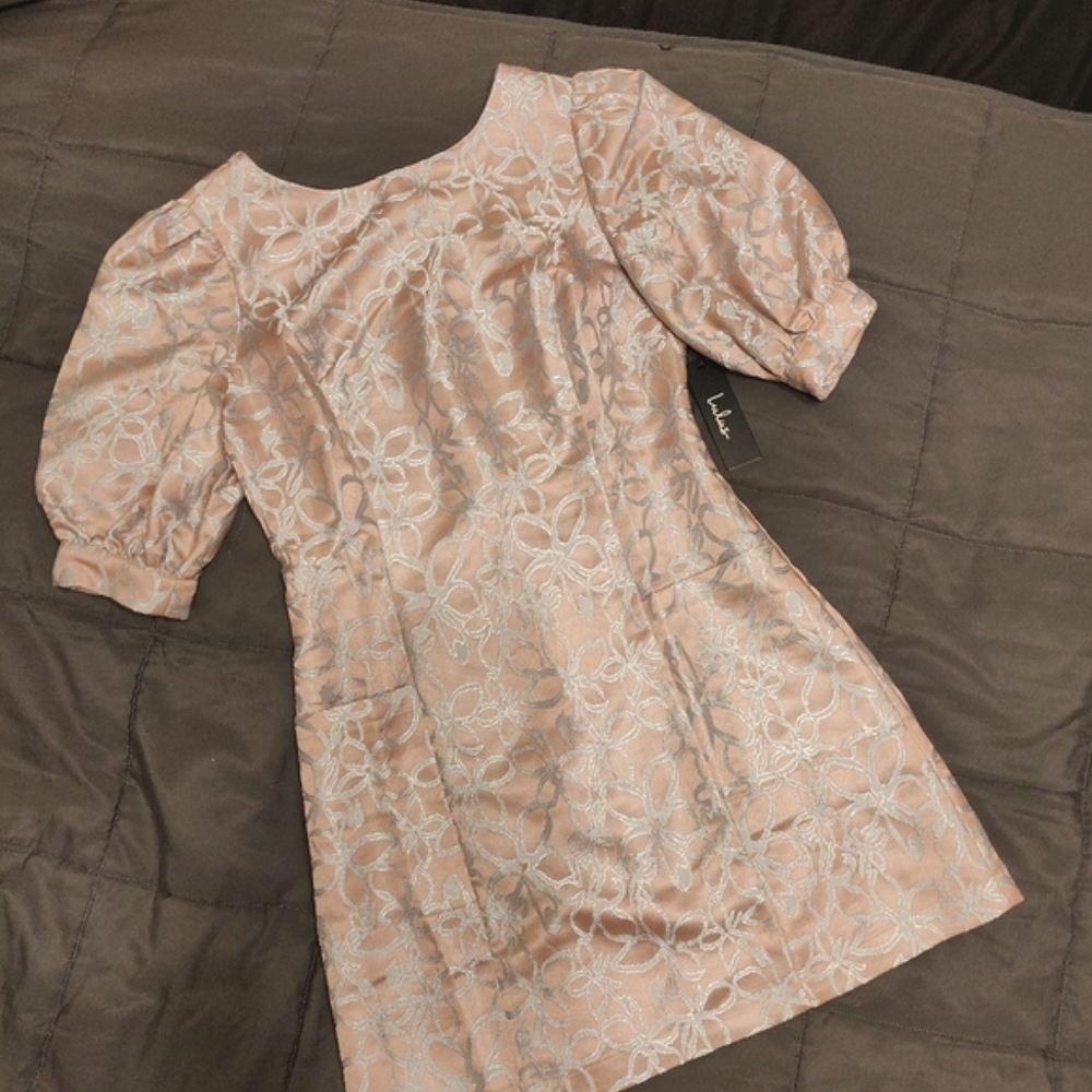 Pink & Silver Floral Ladylike Mini Dress